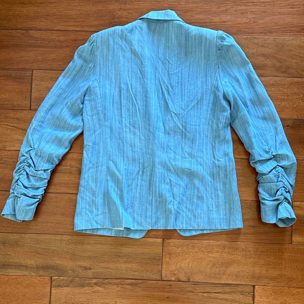 Generation Love Juniper Puff-sleeve Chambray Blazer In Blue Size Small - Picture 9 of 9